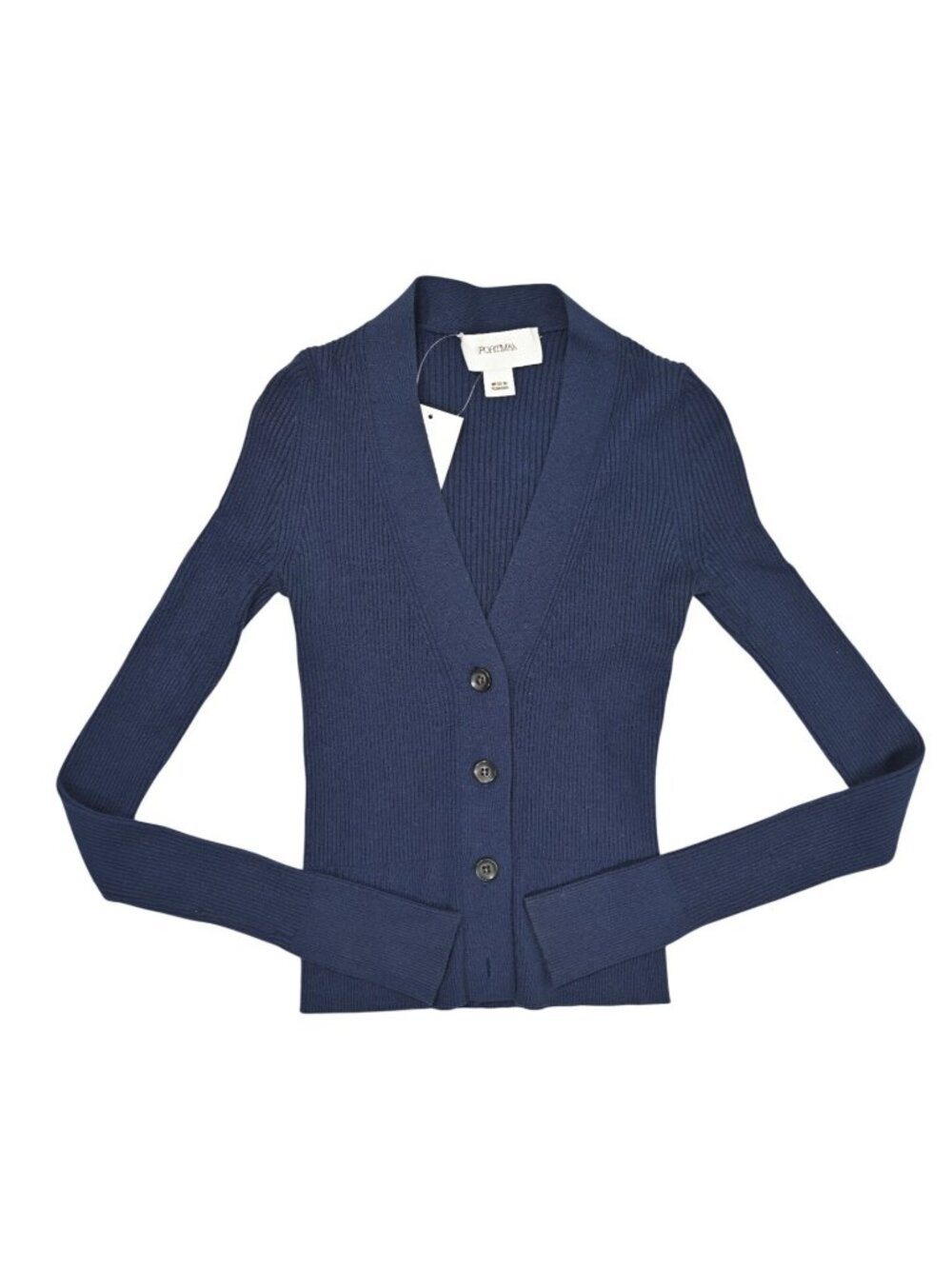 SportMax Knit Ribbed Cardigan in Blue